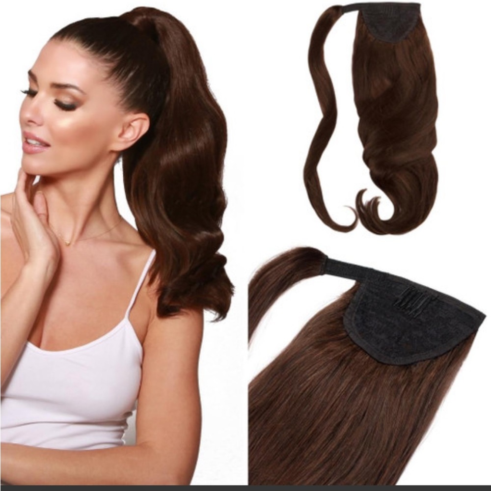 Cashmere human hair ponytail extension